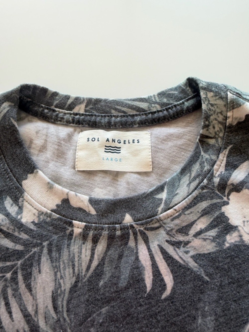 Sol Angeles Charcoal Tee with Pale Pink Floral Print - Picture 3 of 4